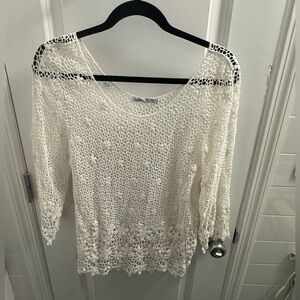 Vintage Ivory Crochet Floral Knit top